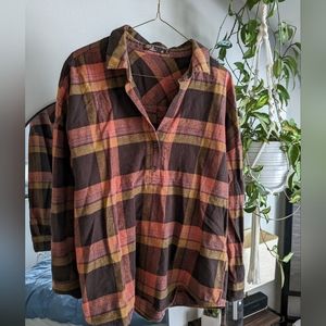 Plaid flannel pullover prana women's medium fall colors